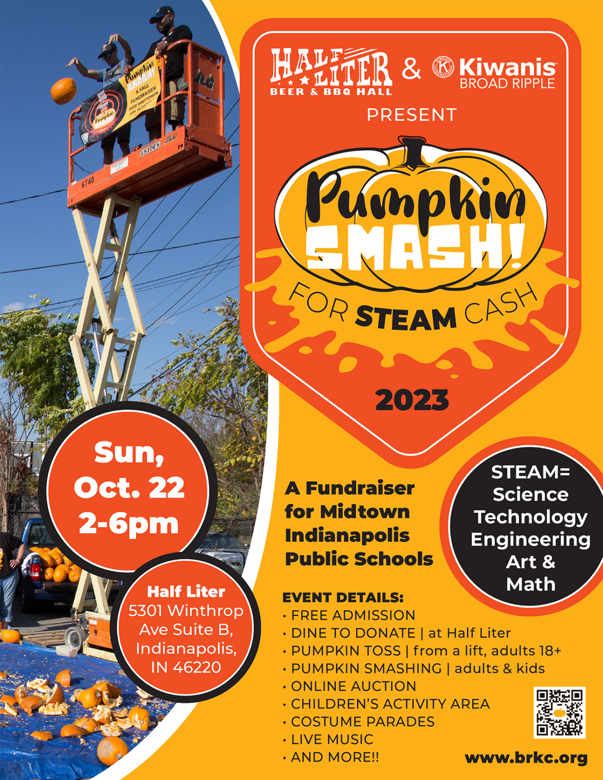 Pumpkin Smash for STEAM Cash Broad Ripple Kiwanis Club
